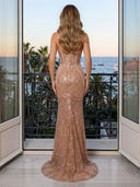 Sequin Mermaid Strapless Sleeveless Long Evening Dresses