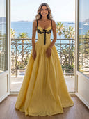 Satin A Line Sweetheart Spaghetti Straps Long Evening Dresses