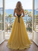 Satin A Line Sweetheart Spaghetti Straps Long Evening Dresses