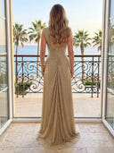 Sparkly Sequin Mermaid One Shoulder Long Evening Dresses with Slit