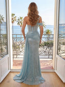 Sparkly Sequin Mermaid One Shoulder Long Evening Dresses