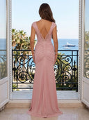 Glitter Sequin Mermaid Spaghetti Straps Long Evening Dresses with Slit