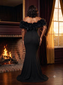 Plus Size Satin Mermaid Off Shoulder Long Evening Dresses