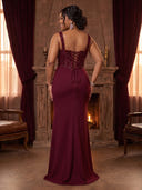 Satin Mermaid Sweetheart Spaghetti Straps Long Evening Dresses with Sequin