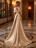 Sequin Off The Shoulder Mermaid Long Evening Dresses with Bow