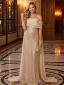 Sequin Off the Shoulder Mermaid Long Evening Dresses