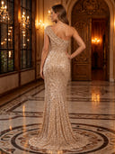 Sequin Mermaid One Shoulder Long Evening Dresses