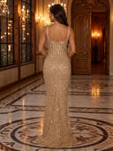Sequin Mermaid Spaghetti Straps Long Evening Dresses