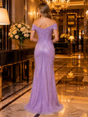 Sparkly Sequin Mermaid Off Shoulder Long Evening Dresses