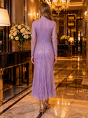 Sparkly Sequin Mermaid Long Sleeves Midi Evening Dresses