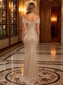 Sequine Mermaid Off the Shoulder Pleated Long Evening Dresses