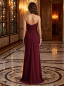 Chiffon Strapless Mermaid Pleated Long Evening Dresses