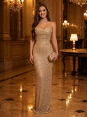 Sequin Strapless Sweetheart Mermaid Long Evening Dresses