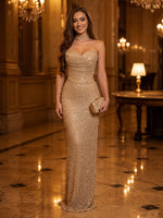 Sequin Strapless Sweetheart Mermaid Long Evening Dresses