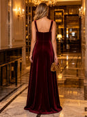 Velvet Spaghetti Straps Sweetheart A Line Long Evening Dresses