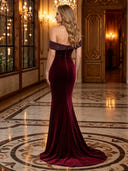 Velvet One Shoulder Mermaid Long Evening Dresses with Beaded