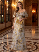 Jacquard Off Shoulder Mermaid Long Evening Dresses