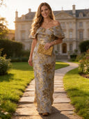 Jacquard Off Shoulder Mermaid Long Evening Dresses