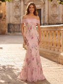 Off the Shoulder Floral Sequin Mermaid Mermaid Long Evening Dresses