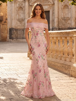 Off the Shoulder Floral Sequin Mermaid Mermaid Long Evening Dresses