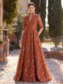 Sequin Long Evening Dresses A Line Long Sleeves Formal Dress