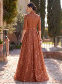 Sequin Long Evening Dresses A Line Long Sleeves Formal Dress