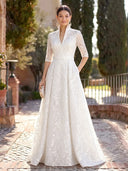Sequin Long Evening Dresses A Line Long Sleeves Formal Dress