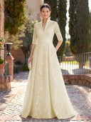Sequin Long Evening Dresses A Line Long Sleeves Formal Dress