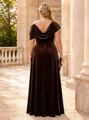 Plus Size Velvet Evening Dresses One Shoulder Long A Line Formal Dress Wedding Guest