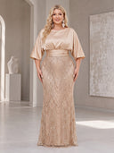 Plus Size Satin Sequin Evening Dresses Mermaid