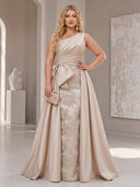 Plus Size Jacquare Satin Evening Dresses