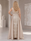 Plus Size Jacquare Satin Evening Dresses