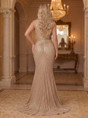 Plus Size One Shoulder Sequin Evening Dresses