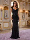 Sparkly Sequin Evening Dresses Mermaid Spaghetti Straps Long Formal Dress Maxi Dress