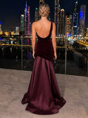 Velvet Evening Dresses One Shoulder Mermaid Formal Dress Wedding Guest