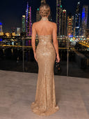 Sequin Evening Dresses Halter Mermaid Formal Dress Long Gala Event