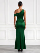 Satin Evening Dresses One Shoulder Mermaid Formal Dress Long Elegant Wedding Guest