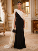 Satin Evening Dresses One Shoulder Mermaid / Trumpet Formal Dress Long Elegant Wedding Guest