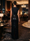 Satin Evening Dresses with Slit Boat Neck Mermaid Formal Dress Long Wedding Party