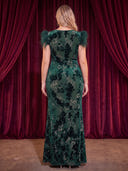 Plus Size Velvet Long Evening Dresses Mermaid Formal Dress Crew Neck Sequin Gala