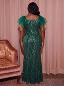 Plus Size Velvet Sequin Long Evening Dresses Mermaid Formal Dress V Neck Long Dress