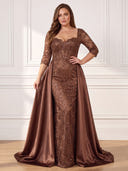 Plus Size Sequin Long Evening Dresses Sweetheart Neck Formal Dress Mermaid Satin Wedding Party
