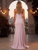 Satin Evening Dresses Strapless Floor Length Mermaid Formal Dresses with Bow/Back Zipper