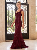 Sparkly Sequin Evening Dresses Mermaid Spaghetti Straps Floor Lengh Dresses