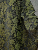Jacquard Evening Dresses A Line Satin Crew Neck Floor Lengh Formal Dresses Zipper Back