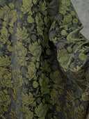 Jacquard Evening Dresses A Line Satin Crew Neck Floor Lengh Formal Dresses Zipper Back