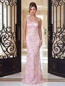 Lace Evening Dresses Mermaid One Shoulder Floor Lengh Formal Dresses with Chiffon Cape/Zipper Back