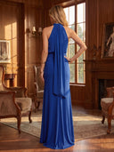 Mermaid Evening Dresses Chiffon Halter Sleeveless Long Formal Dresses with Pleats/Back Zipper