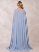 Mermaid Evening Dresses Sequin Strapless Floor Length Formal Party Dress with Cape/Back Zipper