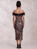 Mermaid Evening Dresses Sequin Off Shoulder Midi Length Cocktail Party Dress with Tulle Pleats/Back Zipper